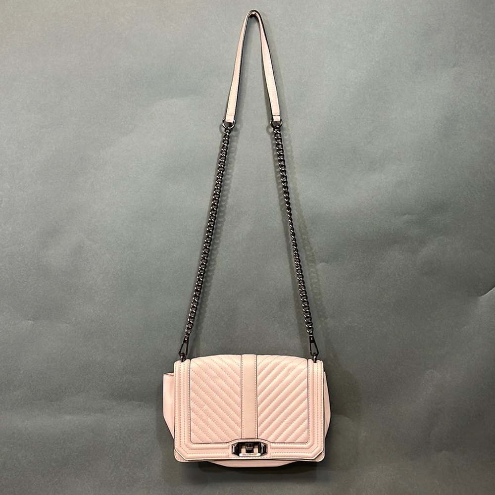 Rebecca Minkoff Love Quilted Turn-Lock Crossbody Bag, Pink